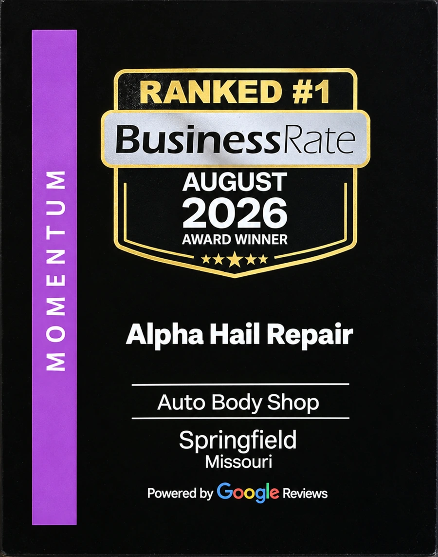 BusinessRate ranked number one award for Alpha Hail Repair, August 2026
